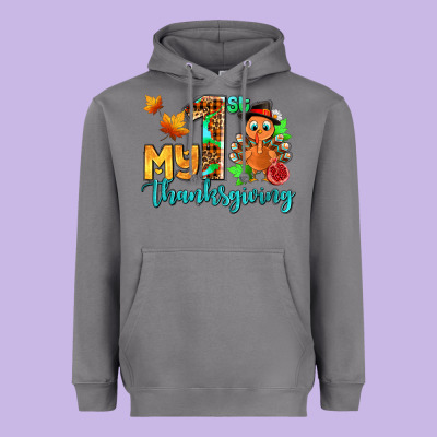 My First Thanksgiving With Turkey Heavyweight Hoodie Designed By Adodesignshop