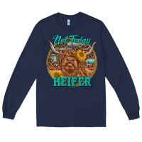 Navy Highland Heifer Western Long Sleeve Tee - RanaPortraitStore