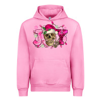 Fuchsia Pink Pink Christmas Joy skeleton Urban Hoodie - NancyCooperArtShop