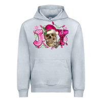 Heather Grey Pink Christmas Joy skeleton Urban Hoodie - NancyCooperArtShop