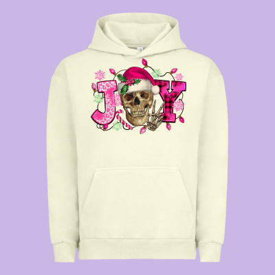 Pink Christmas Joy Skeleton Urban Hoodie Designed By Nancycooperartshop