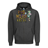 Charcoal Heather bad witch vibes Zipper Hoodie - CowhideDigitalArt