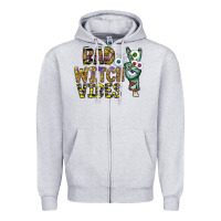Heather Grey bad witch vibes Zipper Hoodie - CowhideDigitalArt