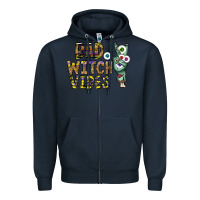 Navy bad witch vibes Zipper Hoodie - CowhideDigitalArt