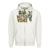 Oatmeal Heather bad witch vibes Zipper Hoodie - CowhideDigitalArt