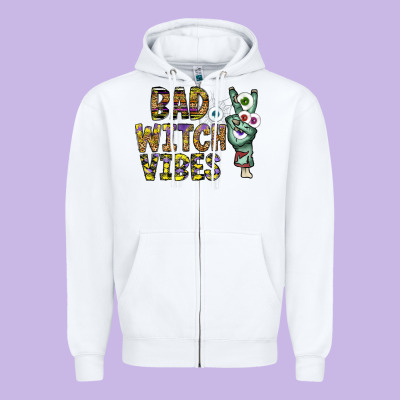 Bad Witch Vibes Zipper Hoodie Designed By Cowhidedigitalart