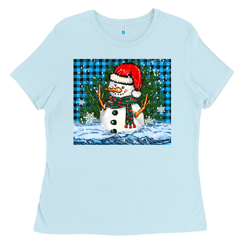 Snowy Christmas Snowman Ladies Tee by BarkalooDesign | Teevron