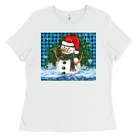 White snowy christmas snowman Ladies Tee - BarkalooDesign