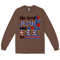 Chestnut she loves jesus and america too Long Sleeve Tee - Zillion Design Studio