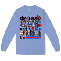 Colony Blue she loves jesus and america too Long Sleeve Tee - Zillion Design Studio