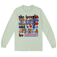 Matcha she loves jesus and america too Long Sleeve Tee - Zillion Design Studio