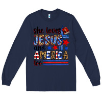 Navy she loves jesus and america too Long Sleeve Tee - Zillion Design Studio