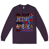 Plum she loves jesus and america too Long Sleeve Tee - Zillion Design Studio