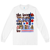 White she loves jesus and america too Long Sleeve Tee - Zillion Design Studio