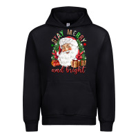 Black Stay Merry and bright Christmas with santa Urban Hoodie - NancyCooperArtShop