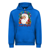 Cobalt Stay Merry and bright Christmas with santa Urban Hoodie - NancyCooperArtShop