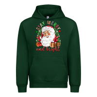 Forest Green Stay Merry and bright Christmas with santa Urban Hoodie - NancyCooperArtShop