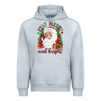 Heather Grey Stay Merry and bright Christmas with santa Urban Hoodie - NancyCooperArtShop