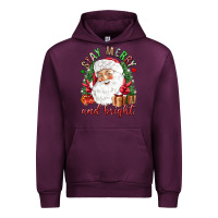 Mauve Wine Stay Merry and bright Christmas with santa Urban Hoodie - NancyCooperArtShop