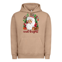Pigment Burro Stay Merry and bright Christmas with santa Urban Hoodie - NancyCooperArtShop