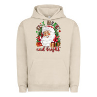 Pigment French Oak Stay Merry and bright Christmas with santa Urban Hoodie - NancyCooperArtShop
