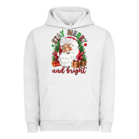Pigment Lunar Rock Stay Merry and bright Christmas with santa Urban Hoodie - NancyCooperArtShop
