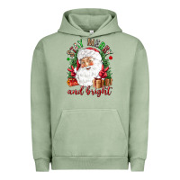 Pigment Oil Green Stay Merry and bright Christmas with santa Urban Hoodie - NancyCooperArtShop