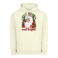 Pigment Pistachio Stay Merry and bright Christmas with santa Urban Hoodie - NancyCooperArtShop