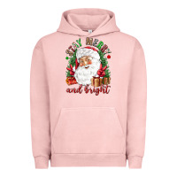 Pigment Salmon Stay Merry and bright Christmas with santa Urban Hoodie - NancyCooperArtShop