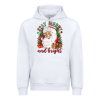 White Stay Merry and bright Christmas with santa Urban Hoodie - NancyCooperArtShop
