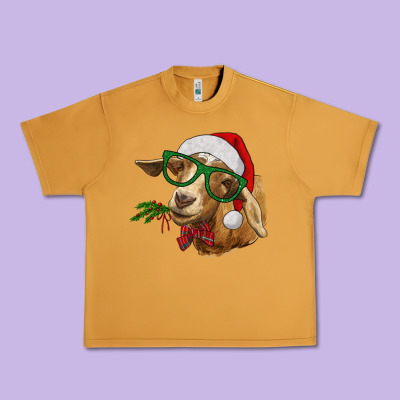 Christmas Glasses Goat Urban Heavy Tee Designed By Ranaportraitstore