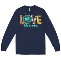 Navy love mom western Long Sleeve Tee - texasbilliewilder