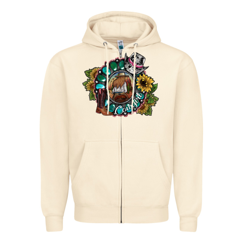 Cowgirl Zipper Hoodie by SublimationCraftShop | Teevron