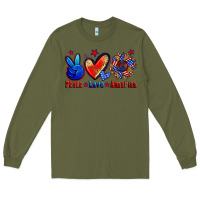 Army Green peace love america Long Sleeve Tee - Zillion Design Studio