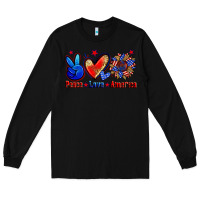 Black peace love america Long Sleeve Tee - Zillion Design Studio