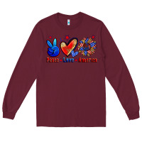 Burgundy peace love america Long Sleeve Tee - Zillion Design Studio