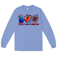 Colony Blue peace love america Long Sleeve Tee - Zillion Design Studio