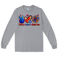 Heather Grey peace love america Long Sleeve Tee - Zillion Design Studio