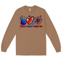 Toasted Coconut peace love america Long Sleeve Tee - Zillion Design Studio