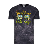 Cloud Black boat waves sun rays lake days Vintage Tee - BarkalooDesign