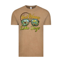 Vintage Coffee boat waves sun rays lake days Vintage Tee - BarkalooDesign