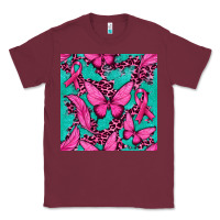 Burgundy Pink Butterfly with Ribbon Cancer Classic Tee - texasbilliewilder