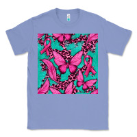 Colony Blue Pink Butterfly with Ribbon Cancer Classic Tee - texasbilliewilder