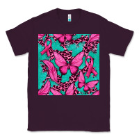 Plum Pink Butterfly with Ribbon Cancer Classic Tee - texasbilliewilder