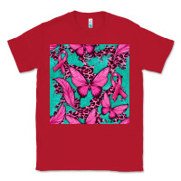 Red Pink Butterfly with Ribbon Cancer Classic Tee - texasbilliewilder