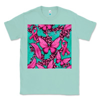 Seafoam Pink Butterfly with Ribbon Cancer Classic Tee - texasbilliewilder