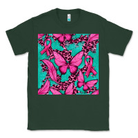 Sports Green Pink Butterfly with Ribbon Cancer Classic Tee - texasbilliewilder