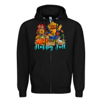 Black happy fall scarecrow Zipper Hoodie - FaDigitalArtStudio