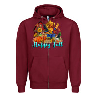 Burgundy happy fall scarecrow Zipper Hoodie - FaDigitalArtStudio