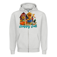 Dove Grey happy fall scarecrow Zipper Hoodie - FaDigitalArtStudio
